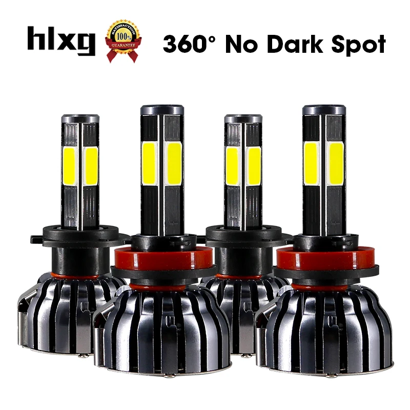 Hlxg 4 стороны 12000 мл H8 H11 Противотуманные фары светодиодный H7 Canbus Hi Lo Beam Turbo H4 без