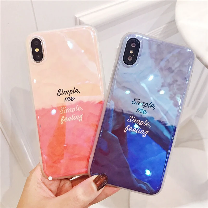Чехол для iPhone X 10 2018 Blue Ray чехлы телефонов роскошный градиентный чехол Aurora Apple 6 6s 7 8
