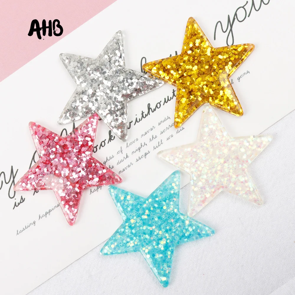

AHB Resin Star Patch Shiny Sequin Filled Patches DIY Hair Accessories Gifts Phone Case Decor Material Manual Crafts Accessories