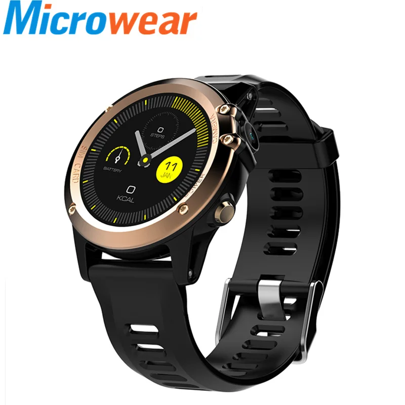 gold Умные часы для мужчин H1 умные часы IP68 Водонепроницаемый gps WiFi 3g MTK6572 4 ГБ/ПЗУ 512 МБ/ОЗУ спортивные носимые устройства для IOS Android - Цвет: gold