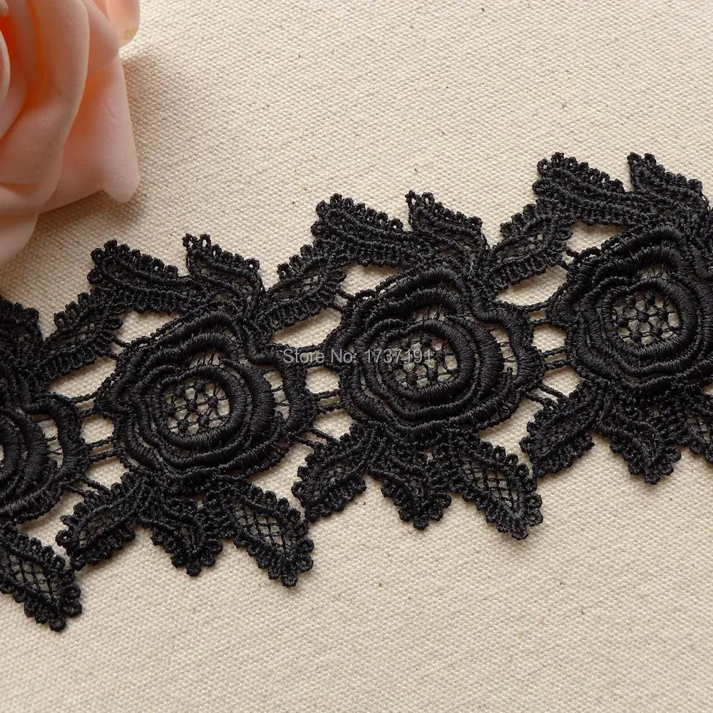 Черный цвет кружево с вышивкой для свадебного платья поясом один ярд | Дом и сад