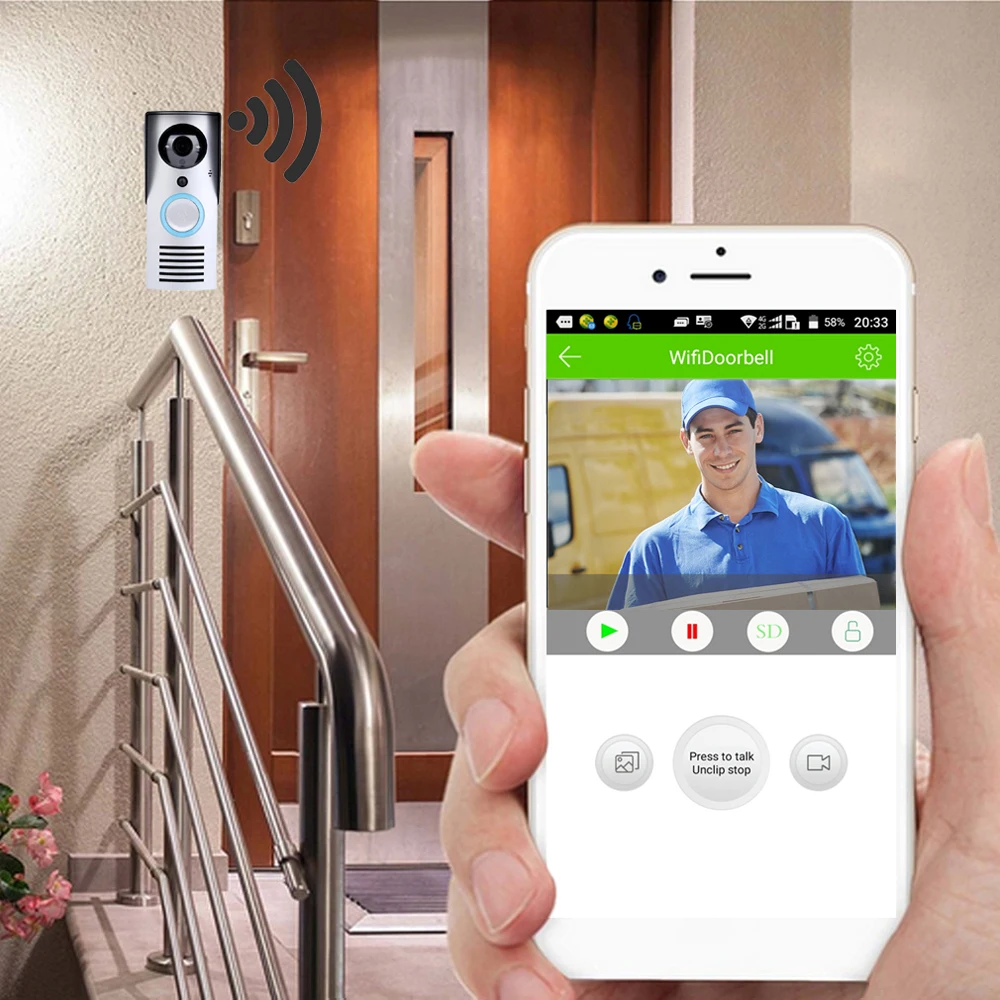 CUSAM видеодомофон дверной звонок телефон двери беспроводной wifi HD камера 720P датчик движения разблокировка ночного видения