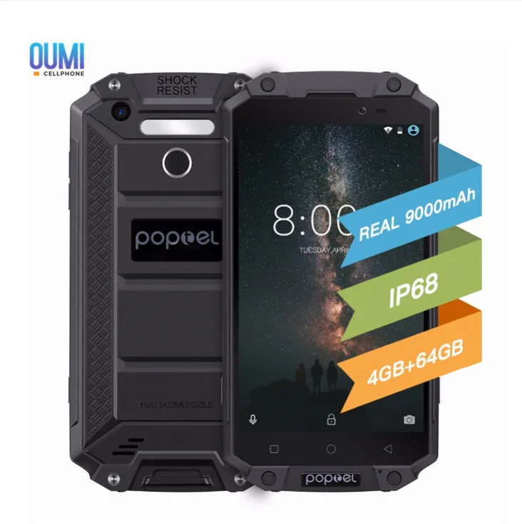 Poptel P9000 MAX IP68 пыле 9000 мАч смартфон 5 &quotAndroid 7 0 MTK6750V Восьмиядерный 4G B + 6 лицо Красота