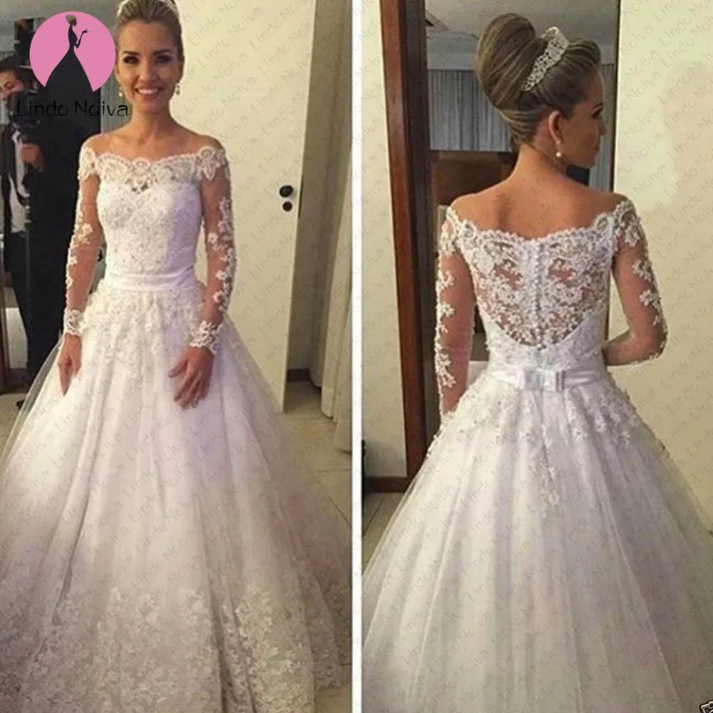 Свадебное платье с вырезом лодочкой Vestido De Noiva дешевые свадебные платья длинными
