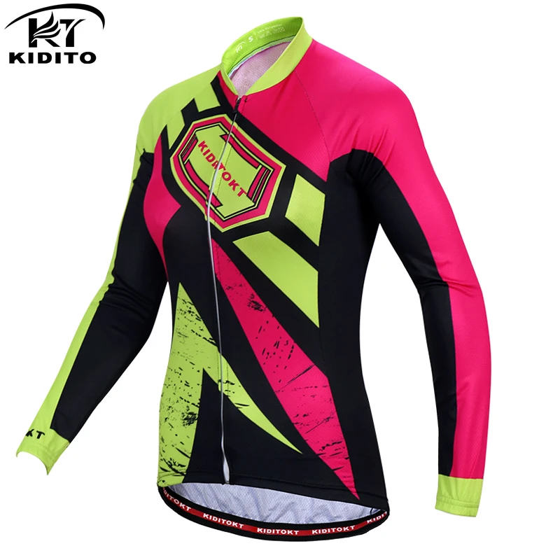 KIDITOKT 2020 женский длинный рукав Велоспорт Джерси удобный горный велосипед