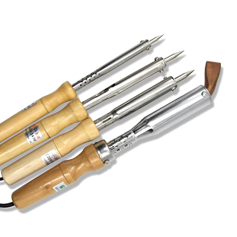 Электрический паяльник высокомощный наконечник с долотом деревянной ручкой 60 Вт