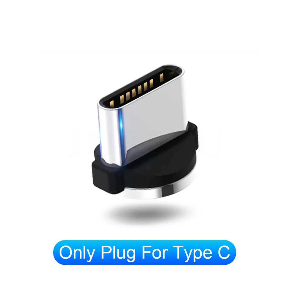 For Type C Plug Jusfyu Магнитный кабель 1 м светодиодный Тип C Магнит Micro USB Зарядное устройство кабель для samsung S10 iPhone X XS Max XR 7 8 6 мобильный телефон кабель с разъемом usb-c - Цвет: For Type C Plug