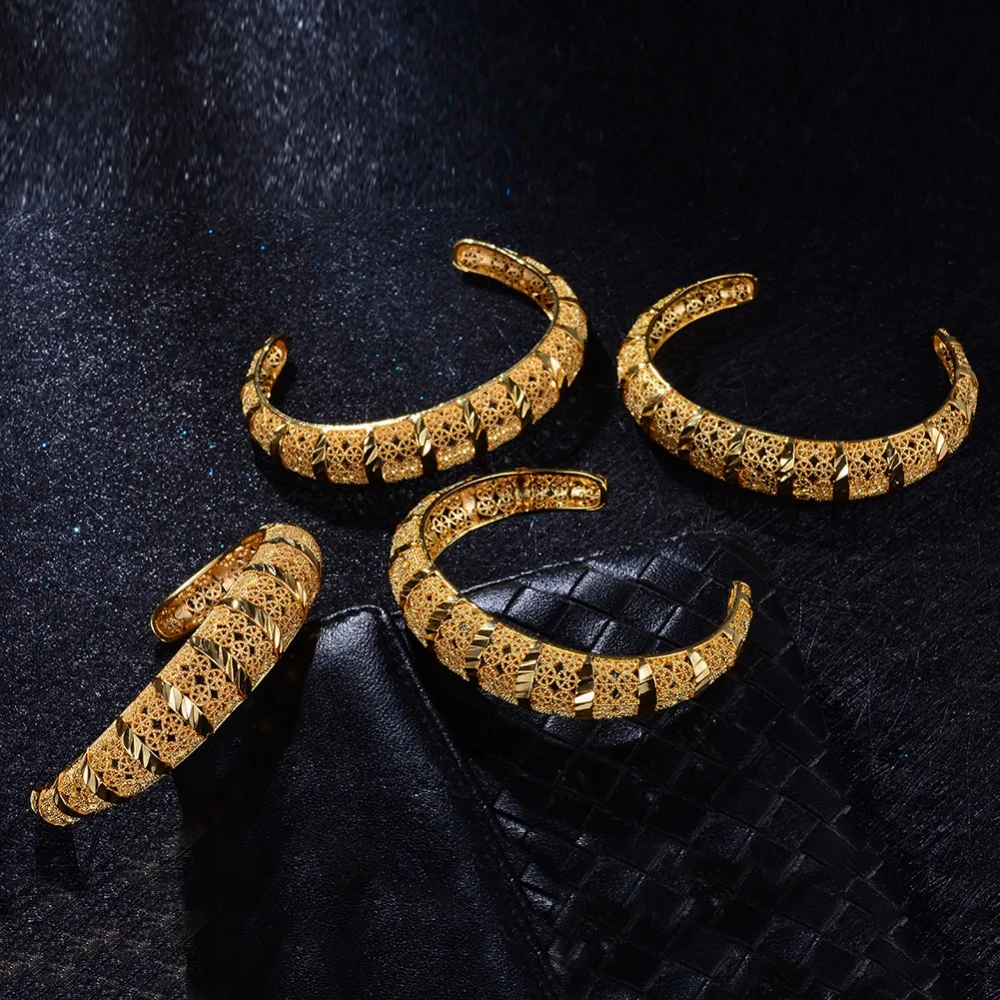 WANDO Trendy open 1pcs Ethiopian/Dubai/African jewelry Gold Color Bangles&ampBracelet 24K Jewelry for Women bracelet fe Girl Gifts |