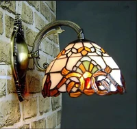 tiffany stained glass stitching design wall lamp retro corridor decoration plating green bronze led e27 bulb indoor lighting