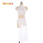 Аэратор для йоги, трико для танцев на шесте, белая танцевальная одежда, костюм для художественной гимнастики, тренировочный костюм для взрослых девочек из двух предметов