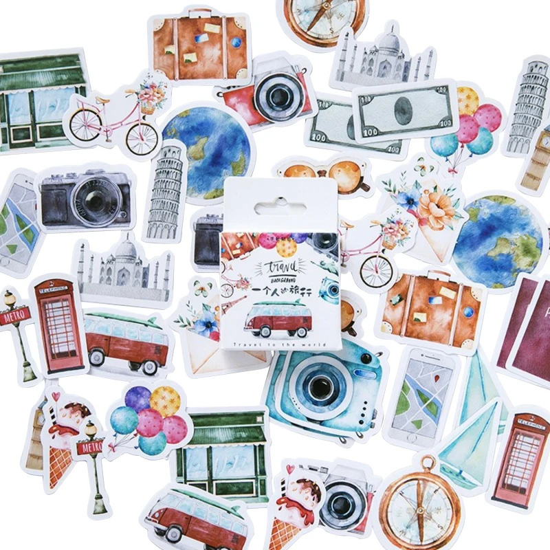 

20packs/lot funny journey decoration adhesive stickers Diy cartoon diary stickers scrapbook stationery stickers wholesale