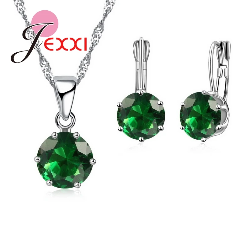 Комплект из колье и серёг серебра 925 пробы|cz jewelry set|necklace set womenjewelry |