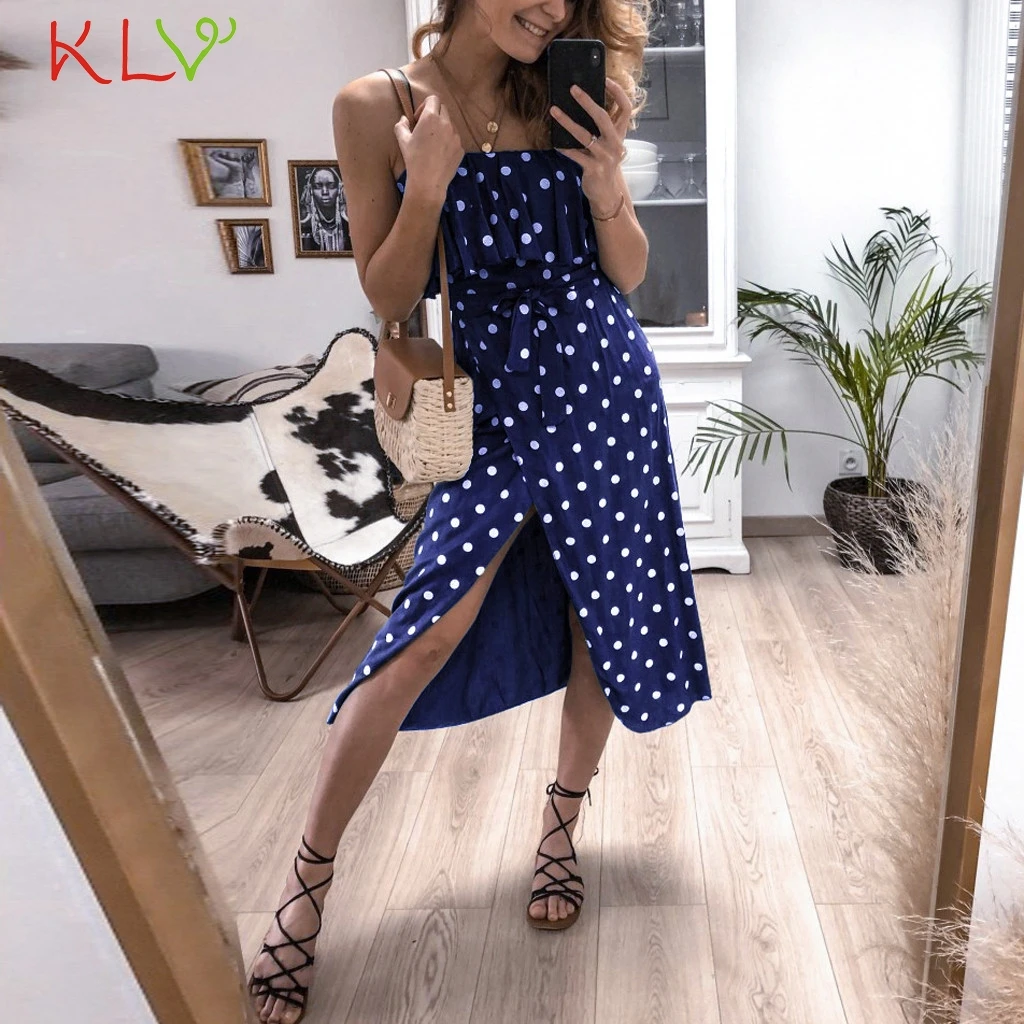 Dress Women Vintage Dot Ruffles Calf Summer Elegant Empire Casual Party Night 2019 PlusSize Vestidos Robe Femme 19My|Женские платья| |