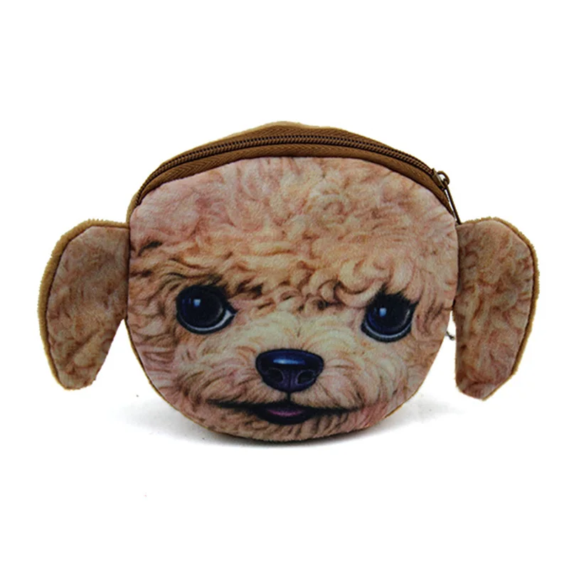Мультяшный 3D чехол на молнии с лицом мопса миниатюрные Детские мешки для монет