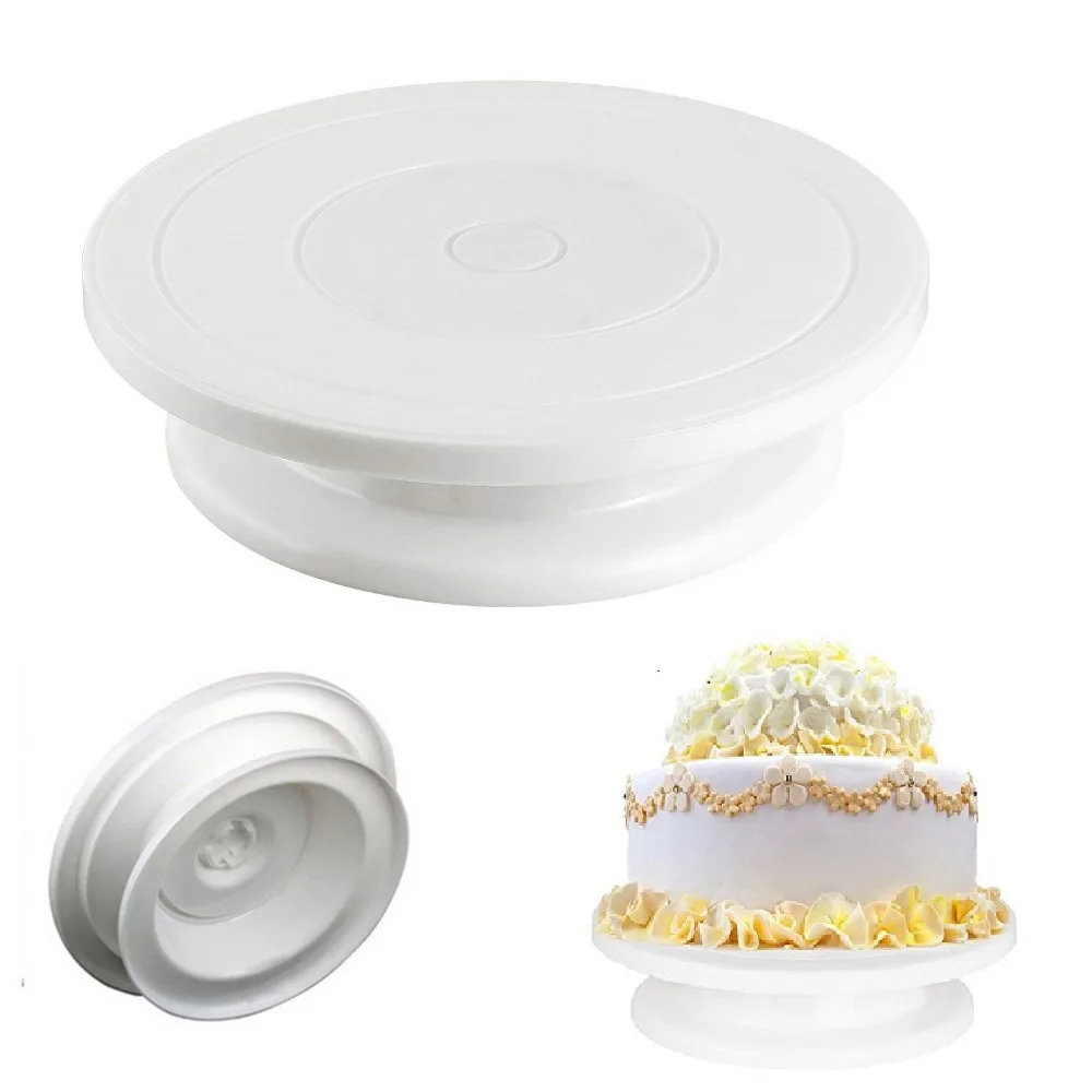 Plastic Cake Turntable Rotating Anti-skid Decorating Rotary Table Round Stand Kitchen Baking Tools 28cm | Дом и сад