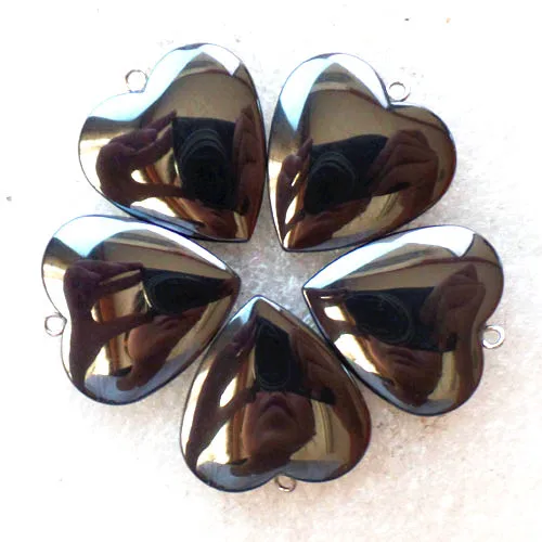 (5 шт./лот) оптовая продажа Подвеска Из Натурального Гематита в форме сердца 26x6 мм