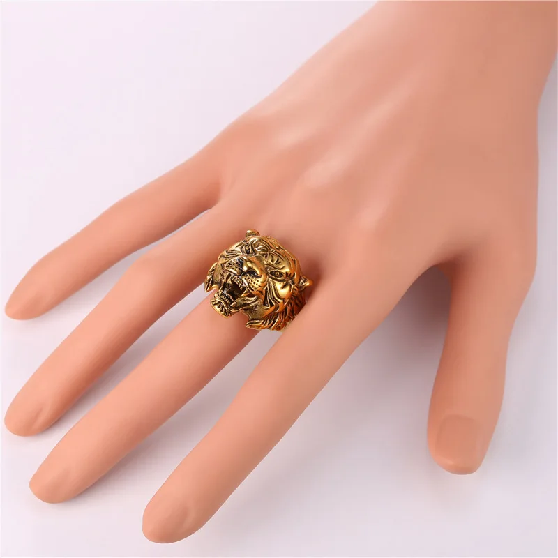 Мужские кольца Collare в стиле ретро с тигром золотого цвета панк-рок мужские