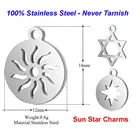 10 шт.лот 100% нержавеющая сталь солнце звезда амулеты VNISTAR полированная Звезда Давида тег DIY Шарм луна Ювелирные изделия товары для поиска