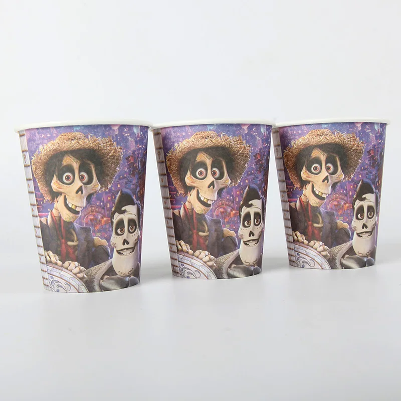 24 шт./партия, COCO, оформление вечеринки, 1-й день рождения, тарелки, чашки, детские товары для дня рождения, одноразовая посуда, набор
