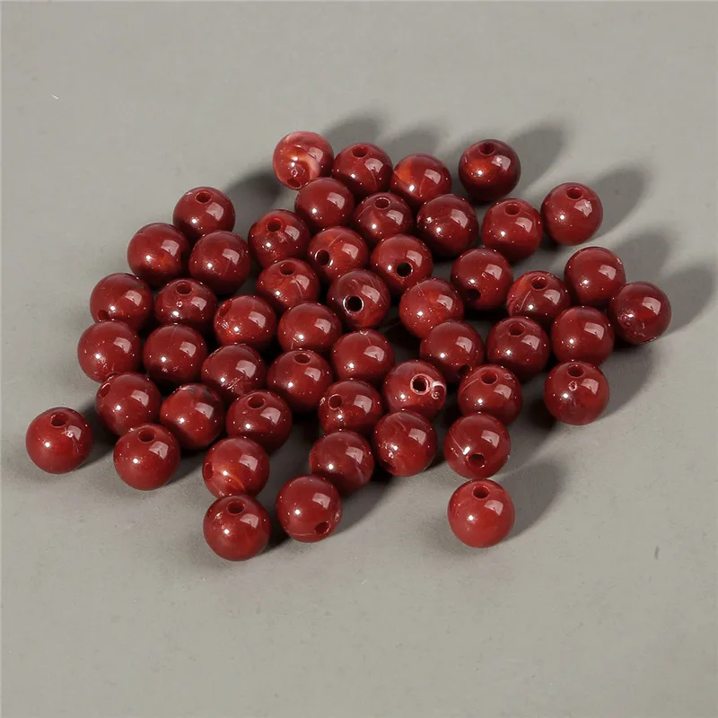 Burgundy Wholesale 6mm 8mm 10mm Acrylic Clouds Beads Effect Round BEADS Spacer Loose Beads For Jewelry Making DIY Bracelet - Цвет: Burgundy