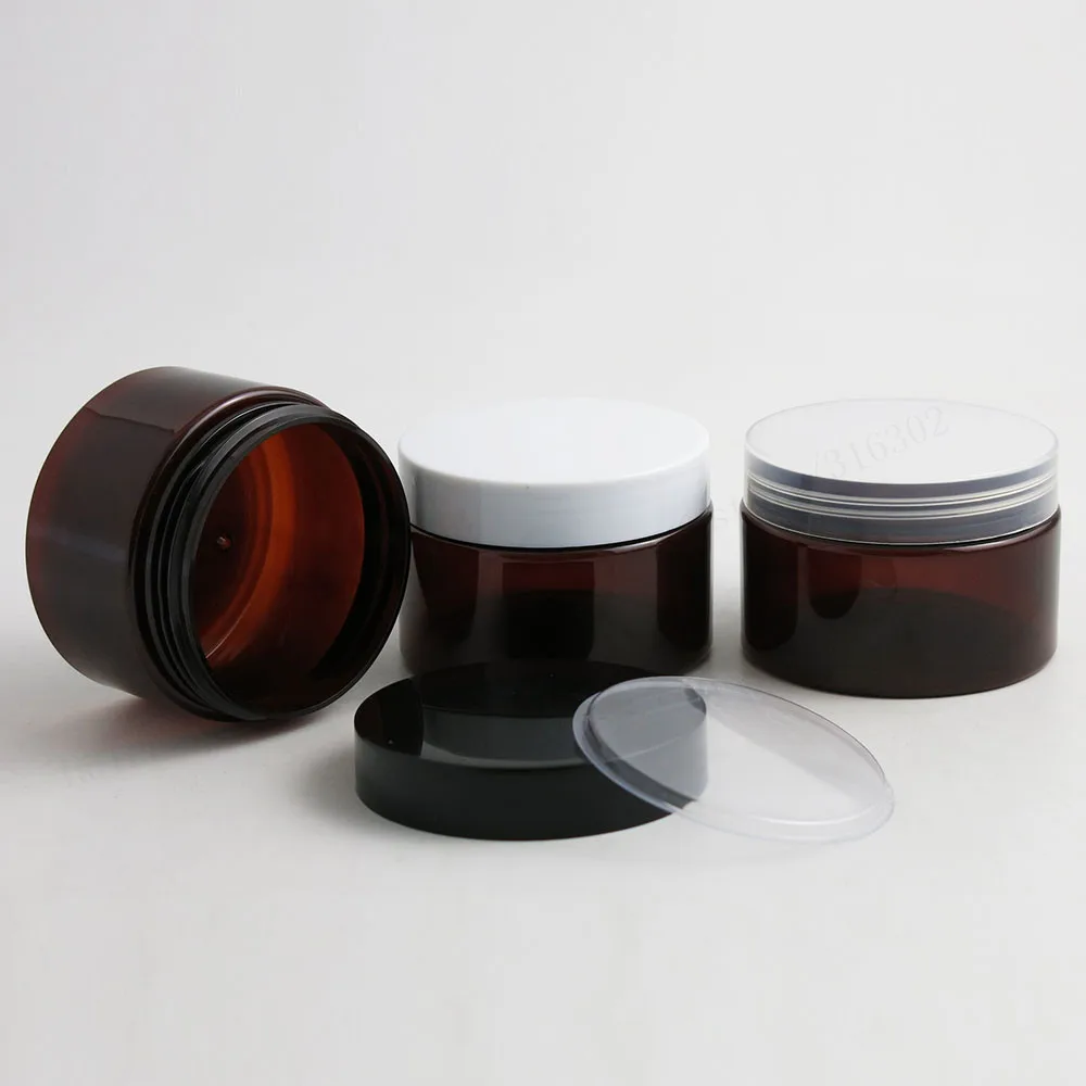20x120 г Янтарный ПЭТ Крем банка 4oz коричневый крем макияж бутылка с пластиковой