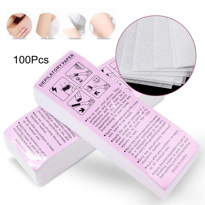 100 шт./компл. Депиляционная восковая полоса бумага для удаления волос на лице шее