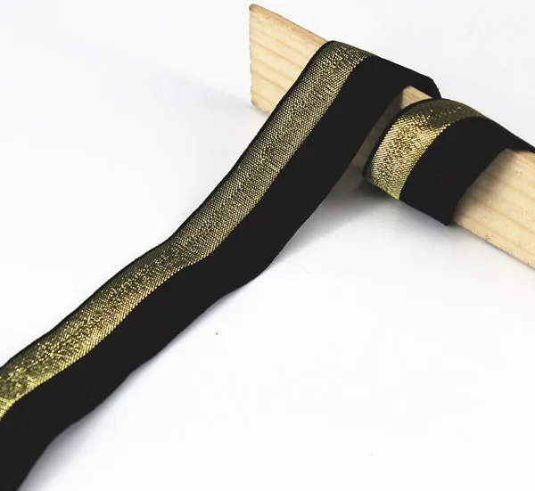19 мм черная Золотая эластичная стрейч лента для отделки лямки аппликационные