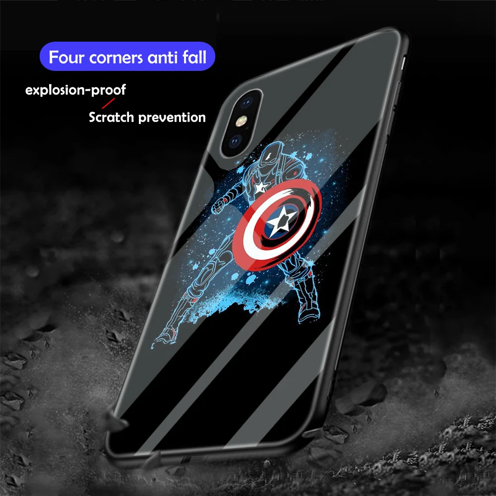 Ciciber Модный чехол в виде светящегося стекла Marvel для iPhone 11 Pro Max 7 8 6 6S Plus X XR XS задняя