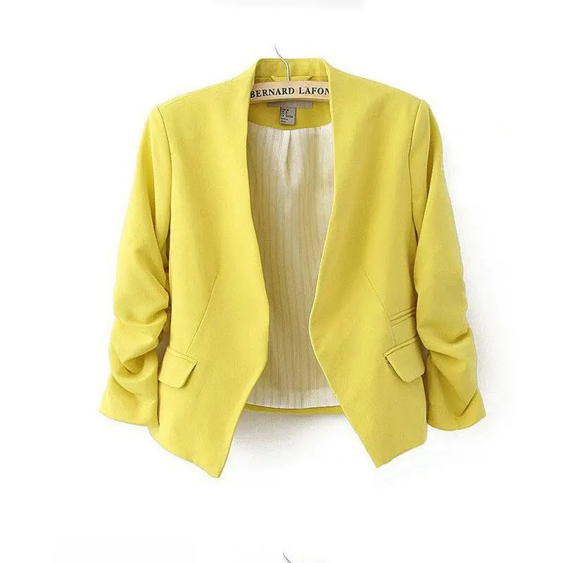 Модный базовый пиджак пальто женский костюм кардиган с пышными рукавами верхняя