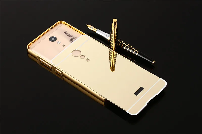 For Lenovo P2 Case 5.5 inch Luxury Aluminum Frame Gold Mirror Phone Case For Lenovo Vibe P2 P 2 P2C72 Phone Cover Coque capa