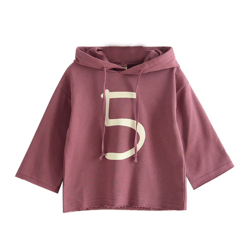 Autumn 2018 Korean style girls number printed long sleeve hoodies kids cotton casual clothes children loose sweatshirts | Детская одежда
