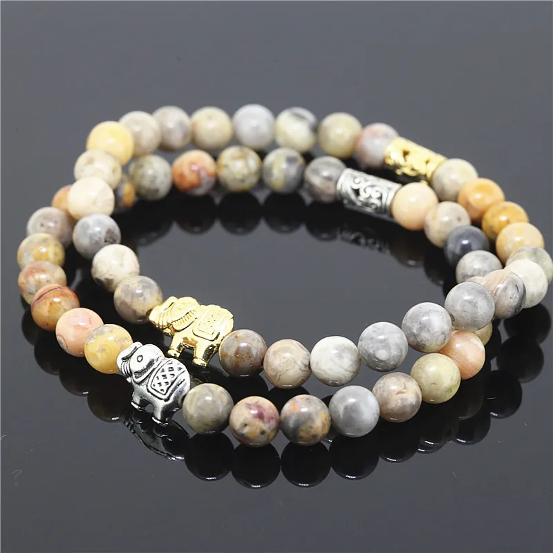 Модный браслет со слонами в стиле бохо из 2 предметов позолоченный с подвеской