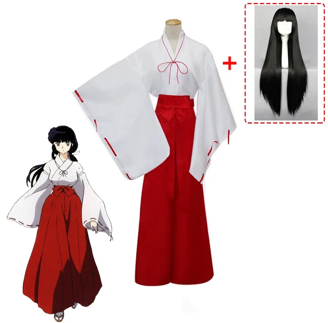 Full set with wig Аниме Inuyasha kiyo Косплей Костюм женский японский комплект кимоно Campanulaceae косплей костюм на Хэллоуин топ+ юбка+ парик - Цвет: Full set with wig