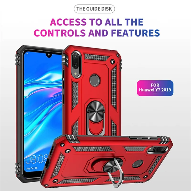 Ударопрочный армированный чехол с подставкой для Huawei P20 P30 Lite Nove 4e P Smart Y6 Y7 Prime Pro 2019