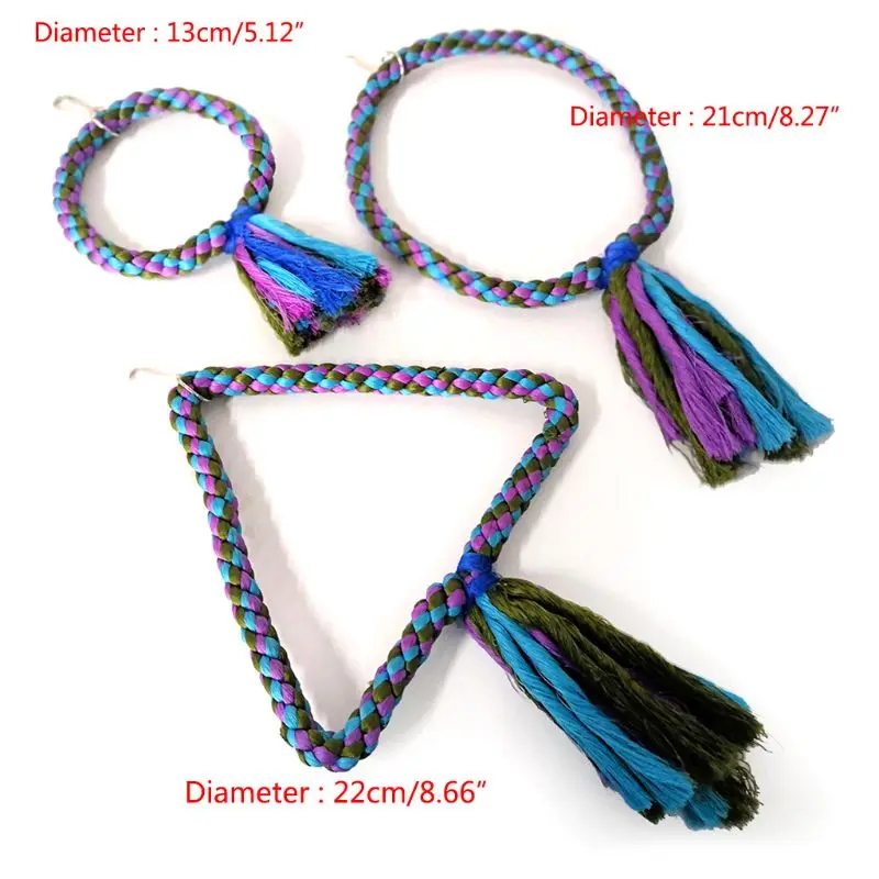 

Parrot Bite Sling Toy Triangle Round Cotton Rope Parrots Swing Climbing Ring Birdcage Bird Toys