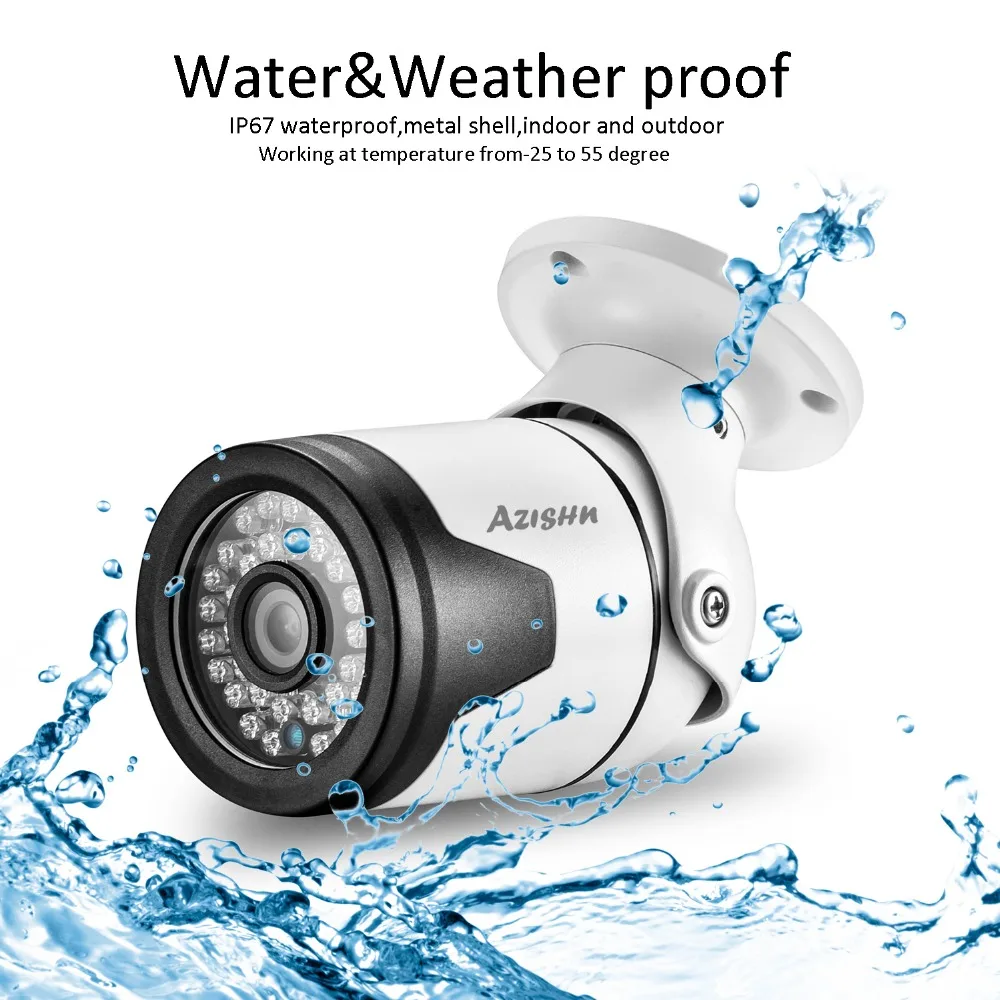 AZISHN H.265 3MP металлическая IP камера 2304x1296 36IR P2P обнаружения движения RTSP