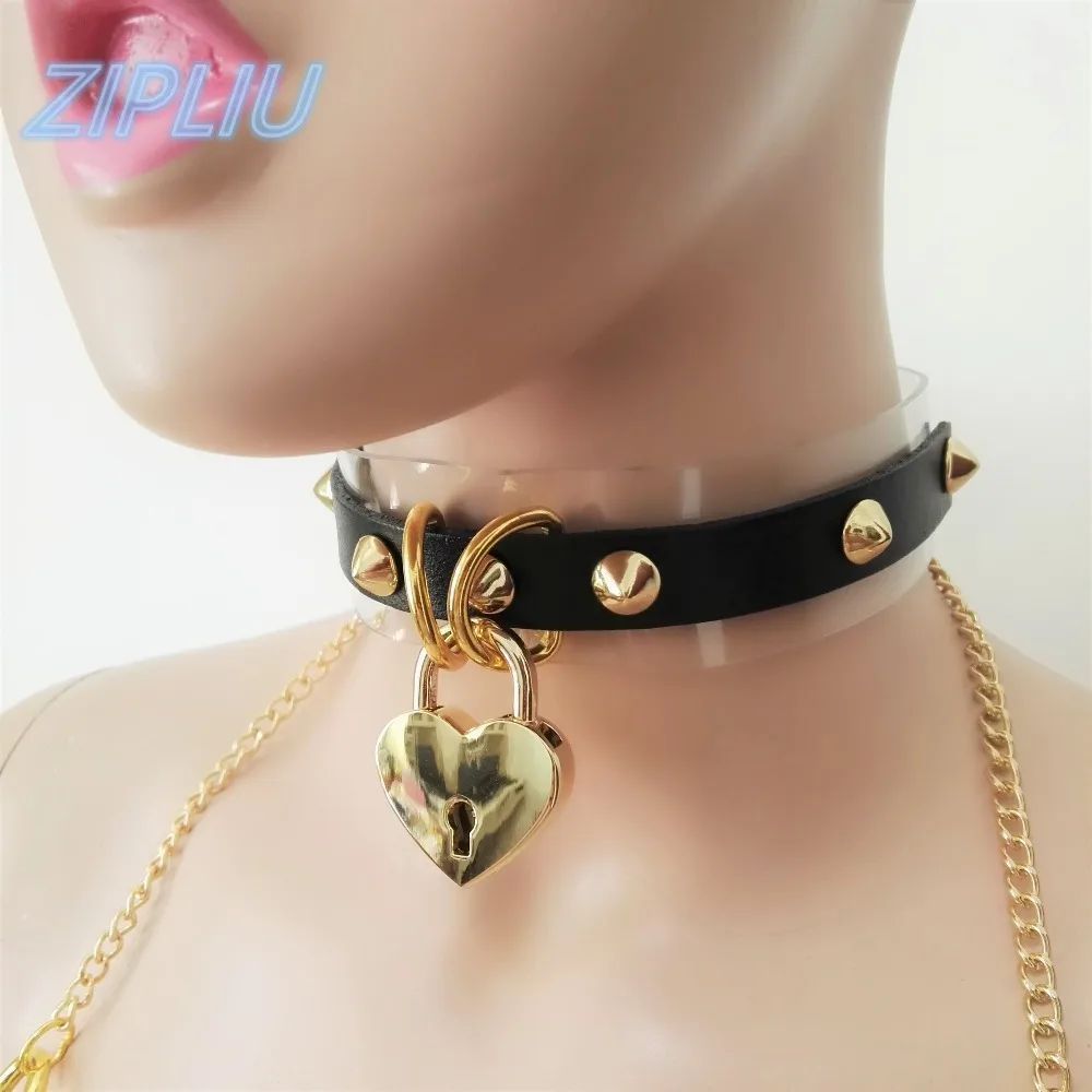 Модный кожаный чокер в стиле Харадзюку ручной работы с заклепками форме сердца