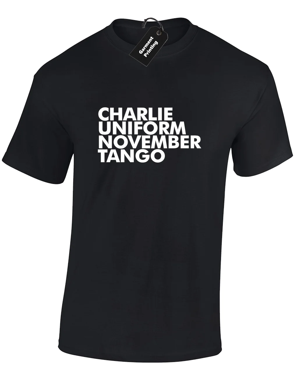 Надпись Charlie Uniform Мужская футболка смешной грубый дизайн качество премиум Шутка