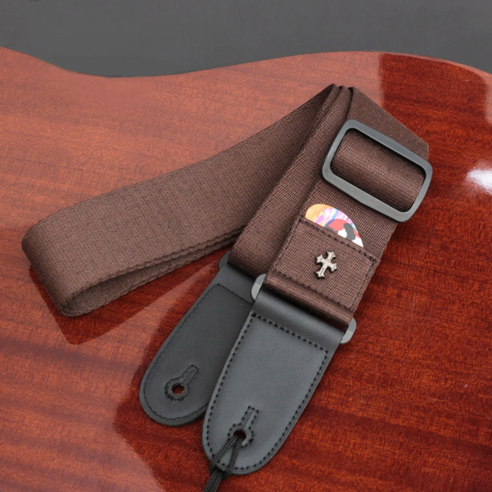 Ремень для гитары с карманом медиатора включает 3 электрической акустической