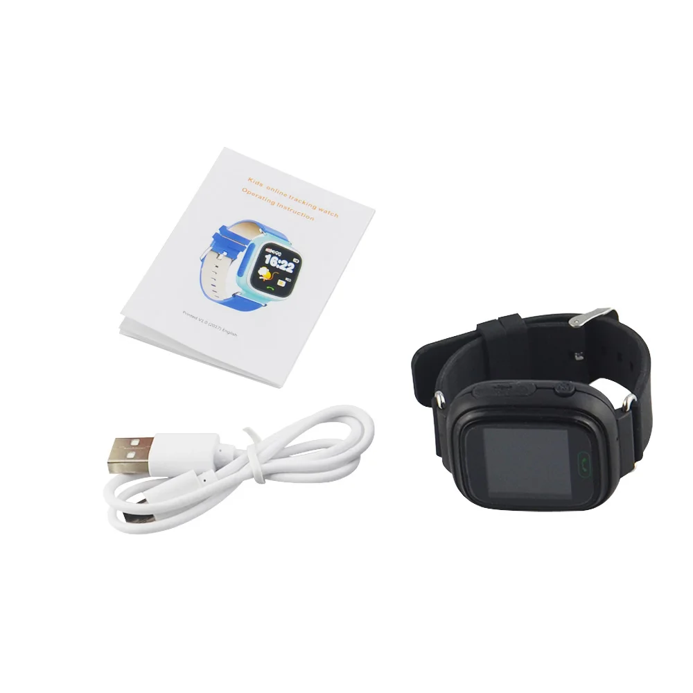 Black without box Q90 gps телефон позиционирования детские часы 1,22 дюймов цветной сенсорный экран wifi SOS Смарт часы gps трекер локатор устройство слежения - Цвет: Black without box