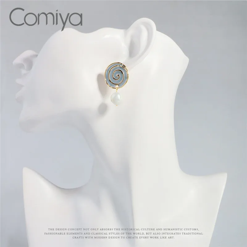 Comiya, висячие серьги для женщин, цинковый сплав, большая круглая эмалированная подвеска, индийский бохо, акриловый жемчуг, женские длинные висячие серьги, подвески