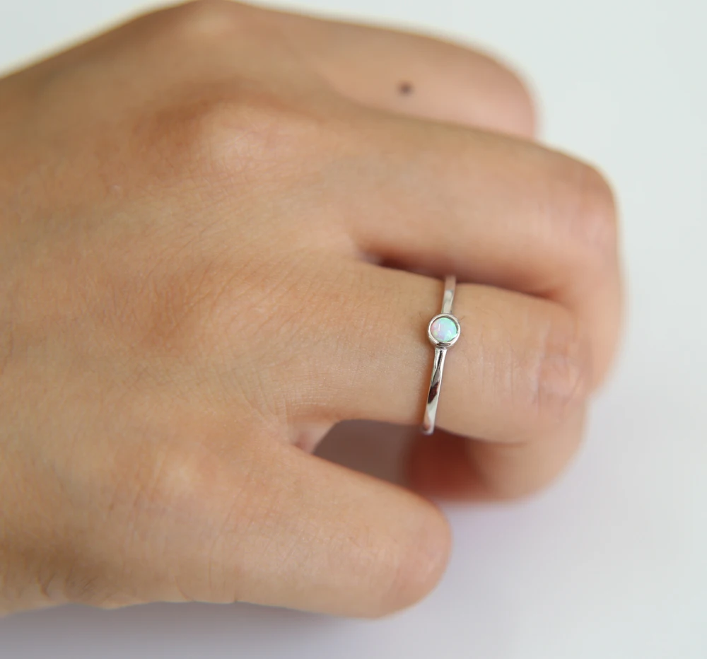 Новое поступление женские вечерние anillos 3 мм огненный опал Серебро 925 пробы подарок для девушек простые изящные модные кольца для женщин