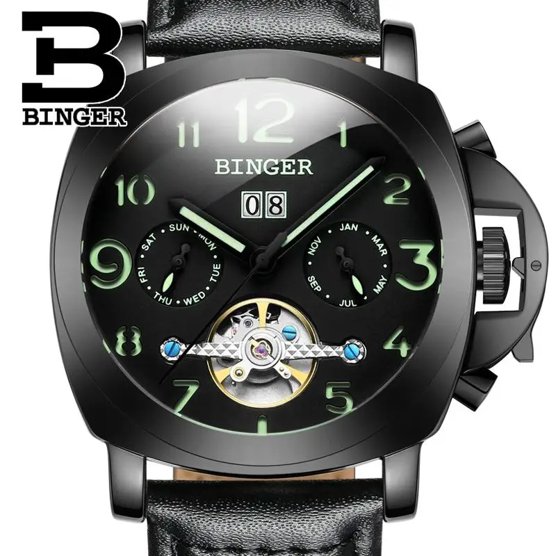 Швейцарские роскошные мужские часы BINGER брендовые механические наручные