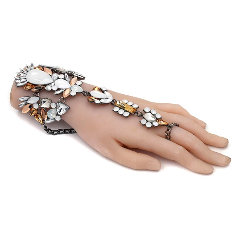 beige bracelet 7 цветов популярный стиль Модный Браслет Свадебные Макси ювелирные изделия Сексуальная ручная цепочка эффектный женский Бохо кристалл браслет 1 шт - Окраска металла: beige bracelet