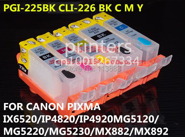 PGI 225 CLI226 многоразовый чернильный картридж для canon PIXMA IX6520/IP4820/IP4920 MG5120/MG5220/MG5320 MX882