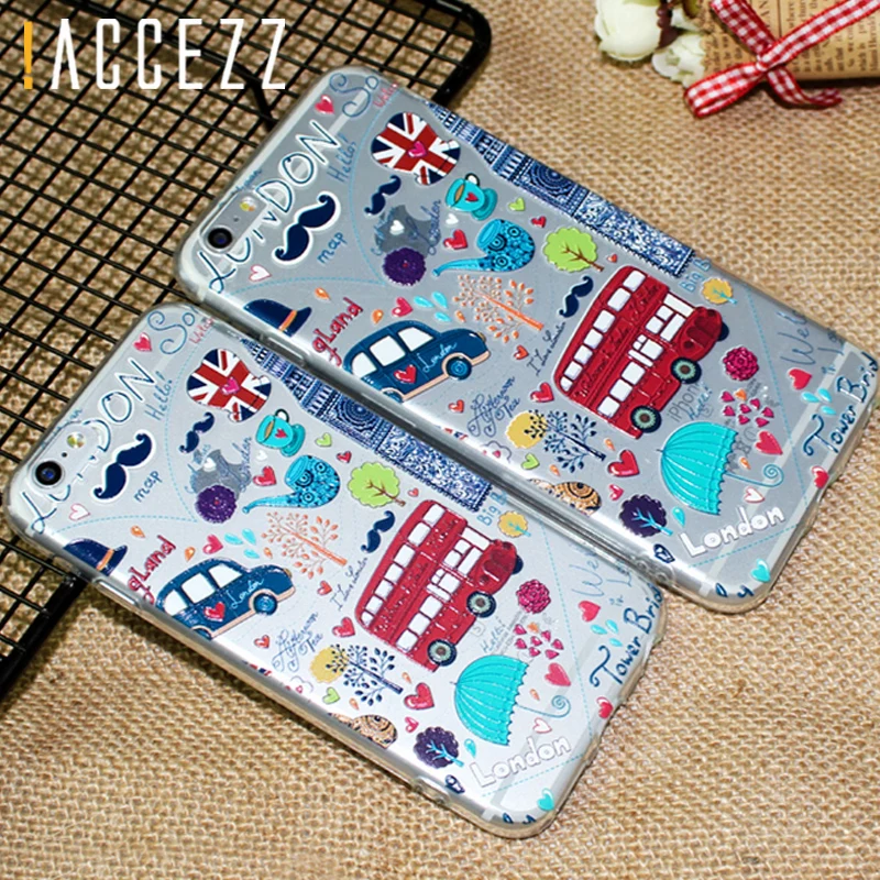 ! Защитный чехол ACCEZZ из ТПУ мягкий тонкий для Apple iphone 6/6 S/7/8 Plus с 3D рисунком|Бамперы|