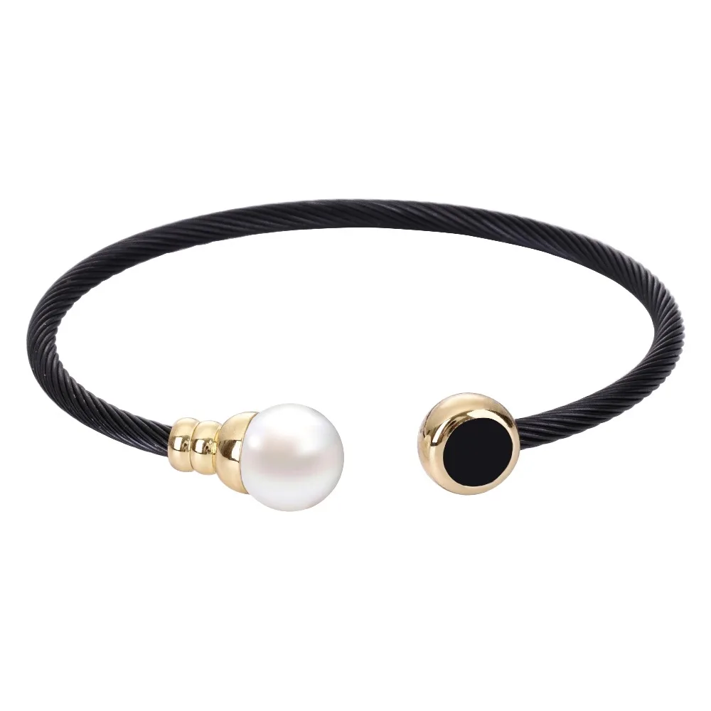 Locksun Fashion Adjustable Stainless Steel Bracelet Charm shell Pearl Bangle Armband Voor Vrouwen Zilver Kleur Accessory Gift | Украшения и