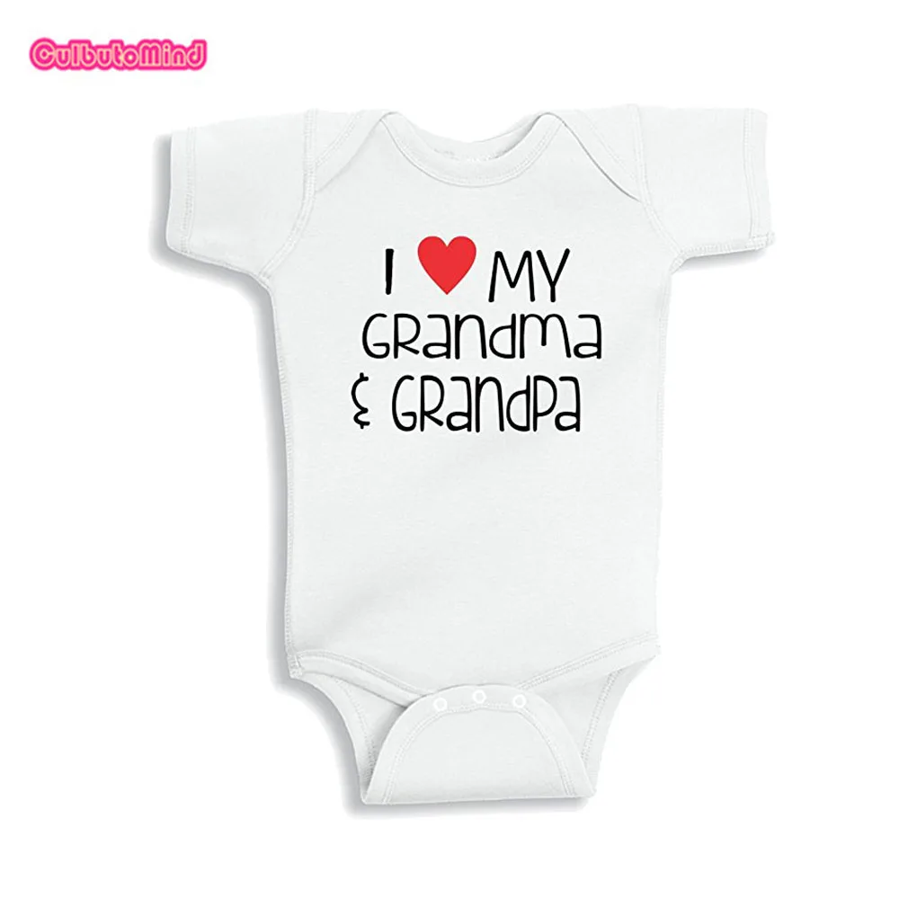 white grandpa Culbutomind/летние белые комбинезоны с короткими рукавами и надписью «I Love My Grandma», «Дедушка» Для малышей года, милая одежда для маленьких мальчиков - Цвет: white grandpa