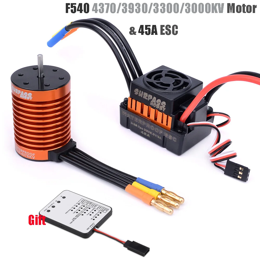 Бессенсорный бесщеточный двигатель Rc F540 4370/3930/3300/1/10 кВ и 45A ESC + программная карта