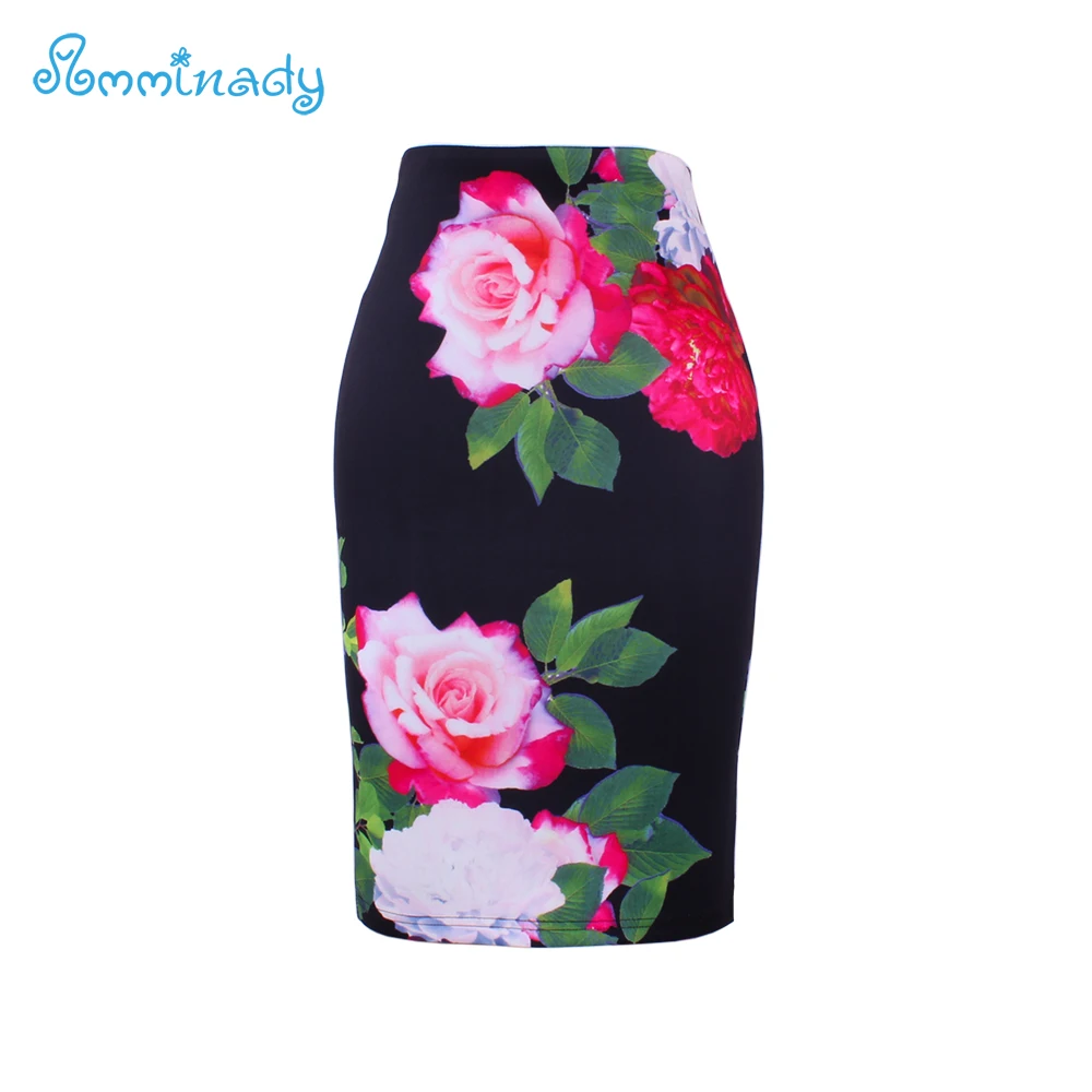 Женская юбка-карандаш средней длины с цветочным принтом | одежда